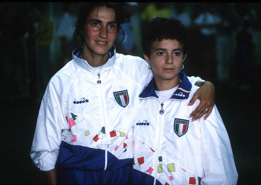 Spalato 1990 Europei di atletica: una giovanissima Annarita Sidoti (a destra) con Ileana Salvador (Omega)